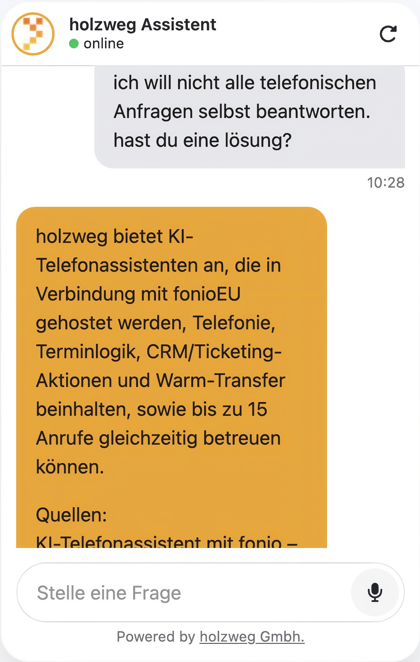 Vorschau eines KI-Telefonie-Assistenten